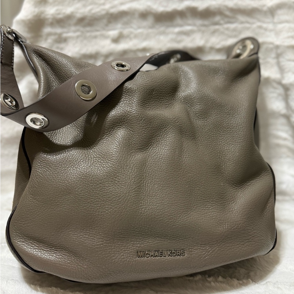 Michael Kors Grey Leather Hobo Bag